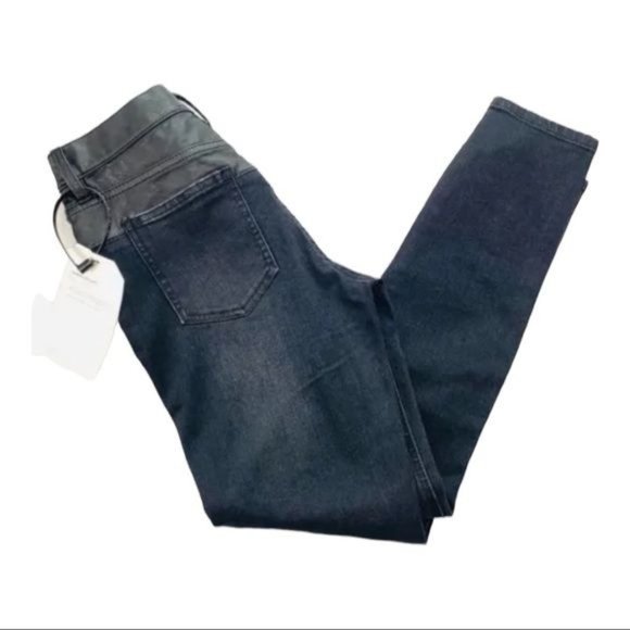 Current/Elliott Stiletto Jeans Fused High Waist Leather Patchwork Black 29 x 28 - Picture 6 of 9